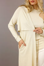 Pale Gold Lurex Rib Trench Cardi - SALE