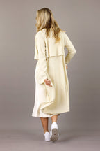 Pale Gold Lurex Rib Trench Cardi - SALE