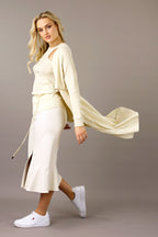 Pale Gold Lurex Rib Trench Cardi - SALE