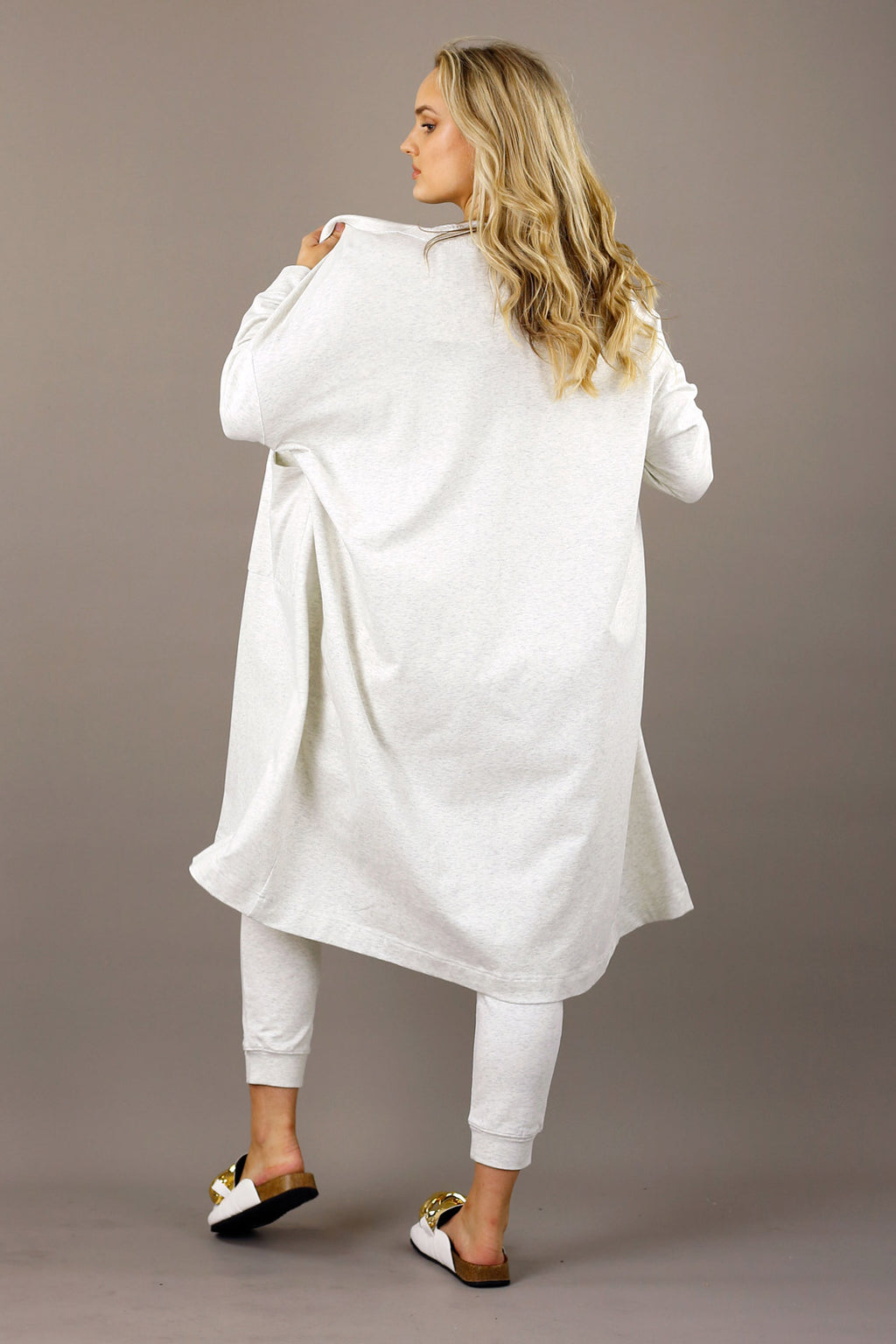 Ivory Marle Nano Cotton Maxi Cardigan - SALE