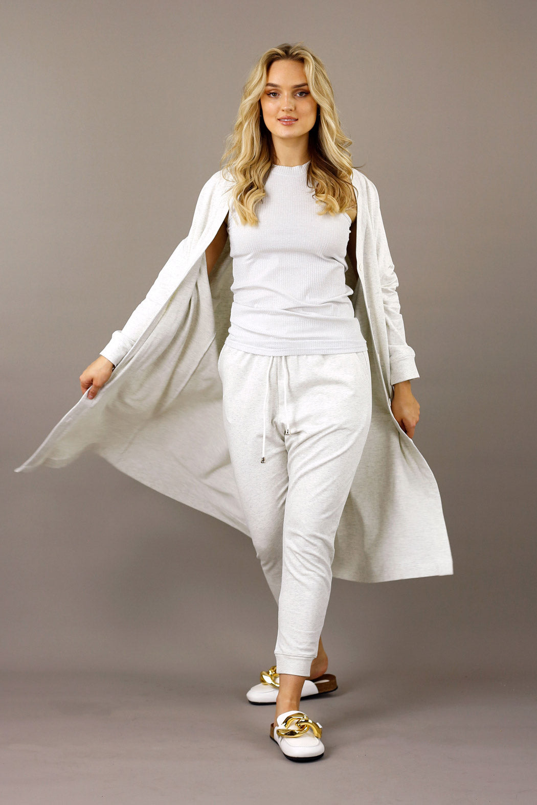 Ivory Marle Nano Cotton Maxi Cardigan - SALE