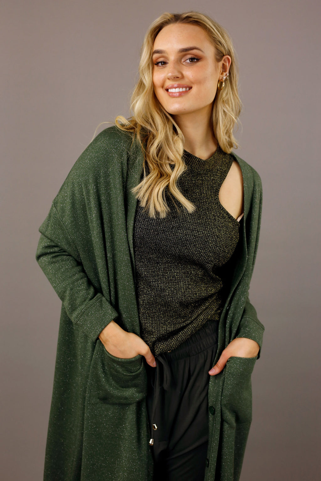 Khaki Nano Cotton Maxi Cardigan - SALE