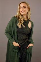 Khaki Nano Cotton Maxi Cardigan - SALE