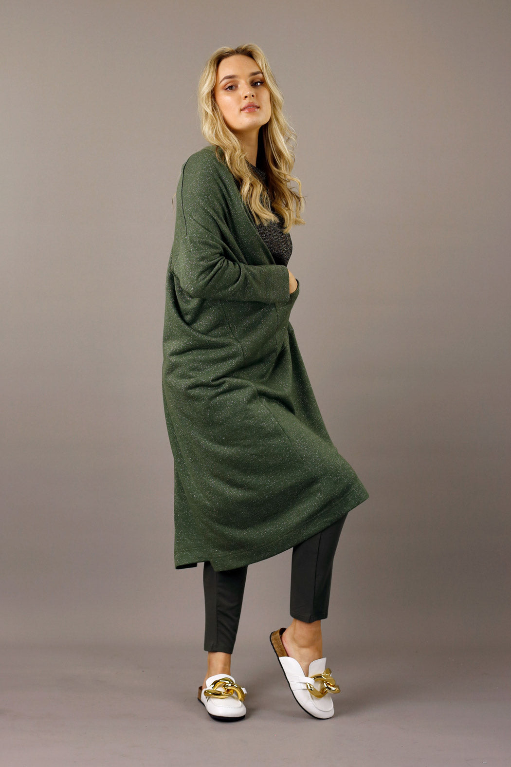 Khaki Nano Cotton Maxi Cardigan - SALE
