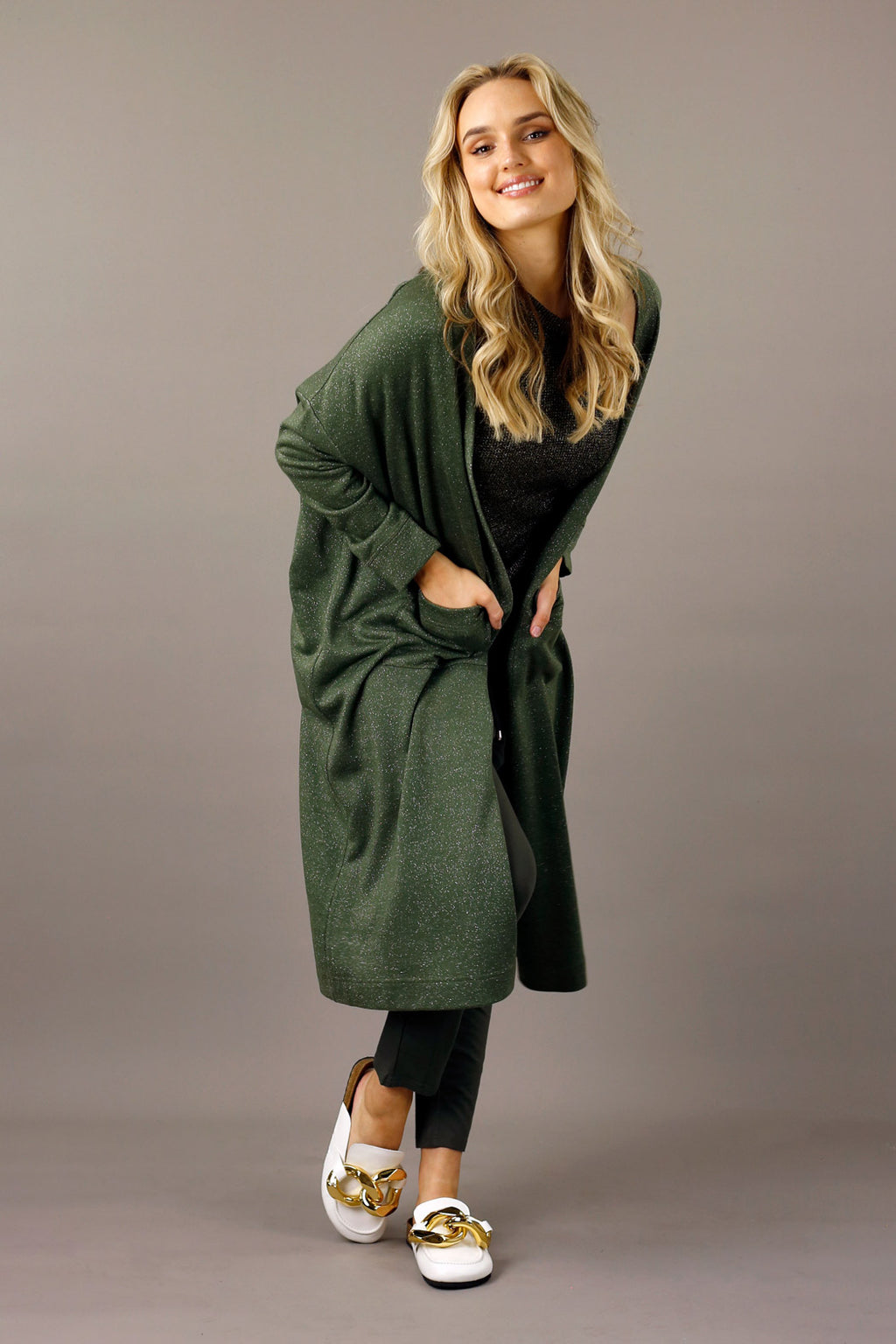 Khaki Nano Cotton Maxi Cardigan - SALE