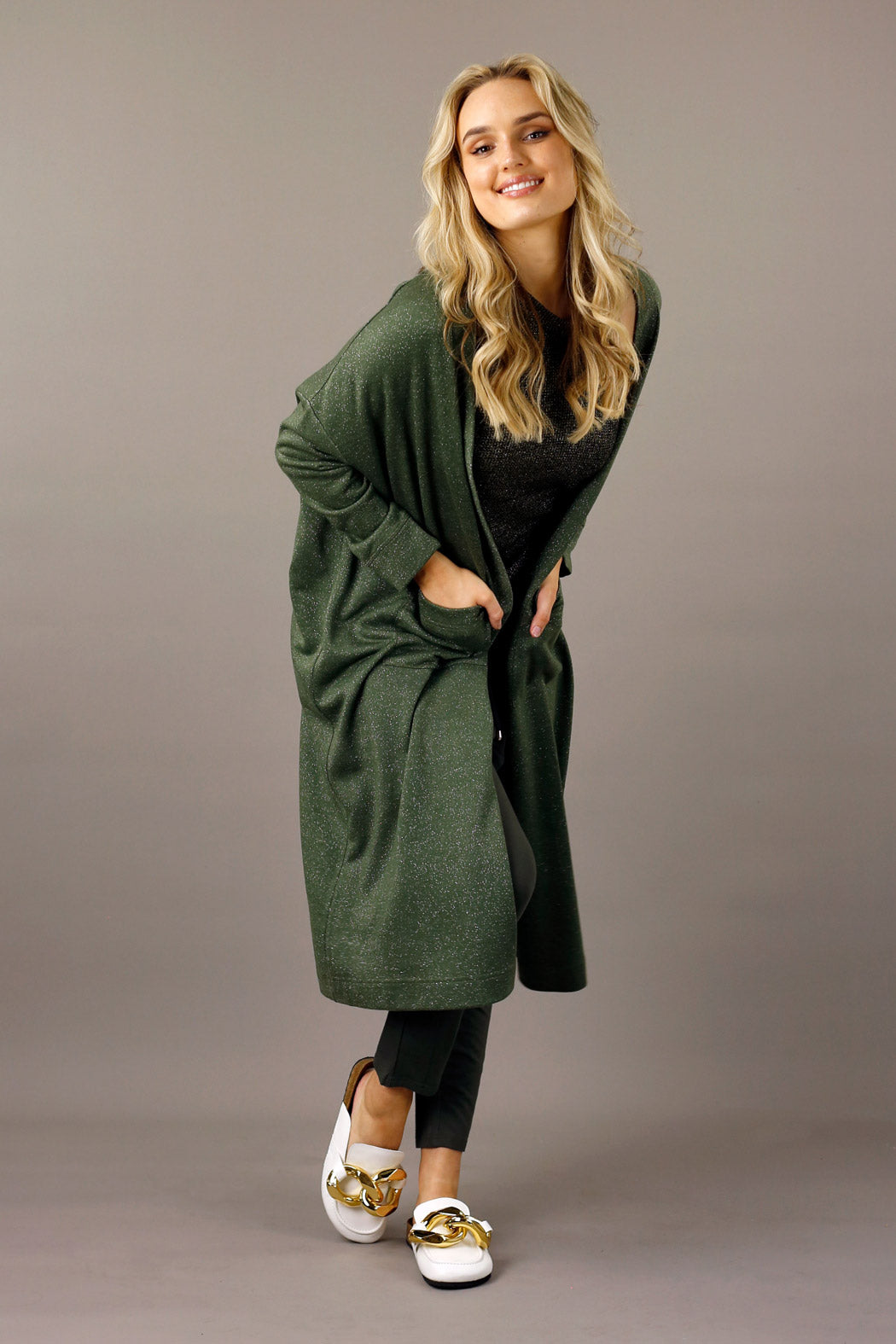 Khaki Nano Cotton Maxi Cardigan - SALE