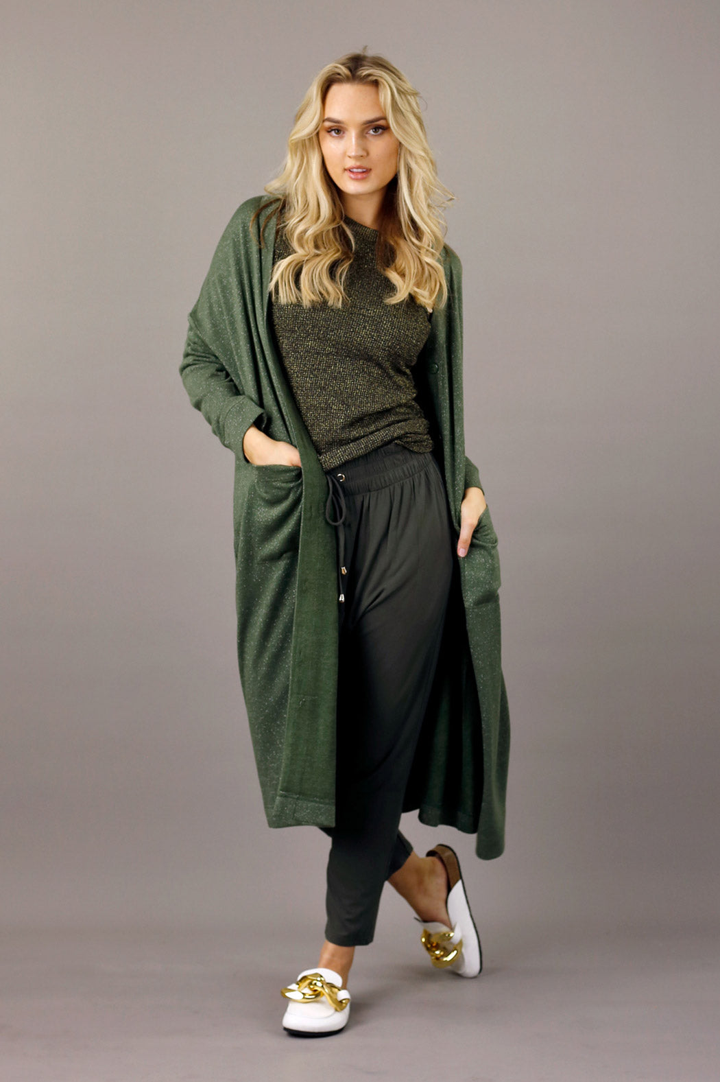 Khaki Nano Cotton Maxi Cardigan - SALE