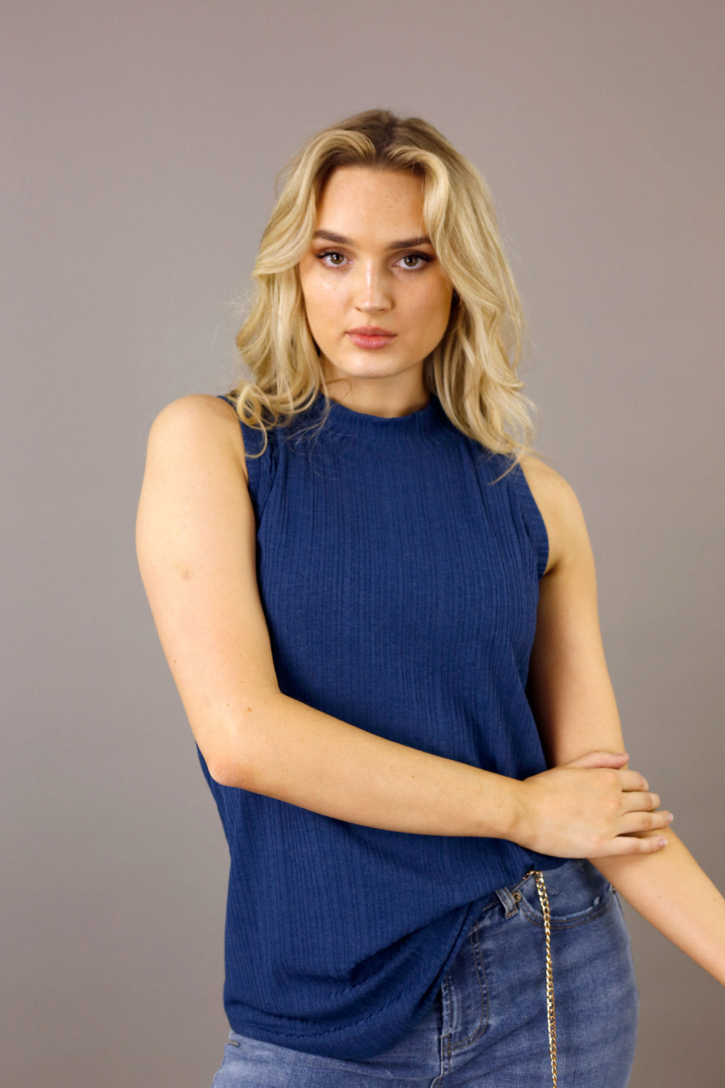 Navy Shan Rib Cami - SALE
