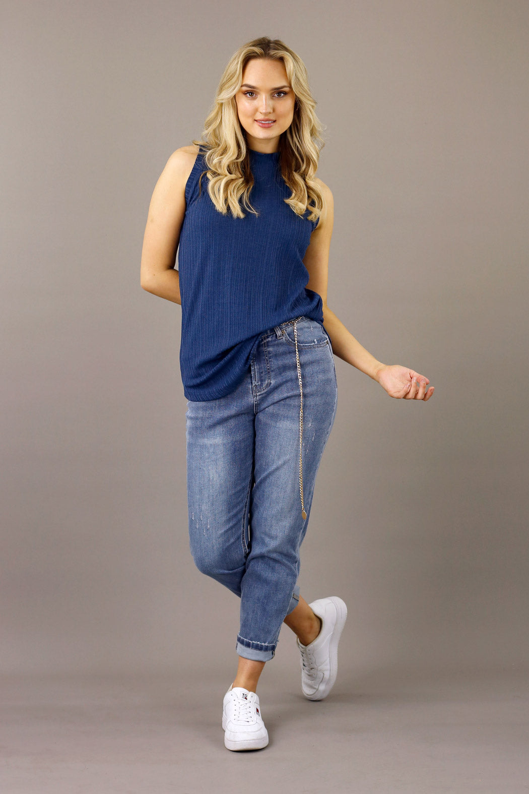 Navy Shan Rib Cami - SALE