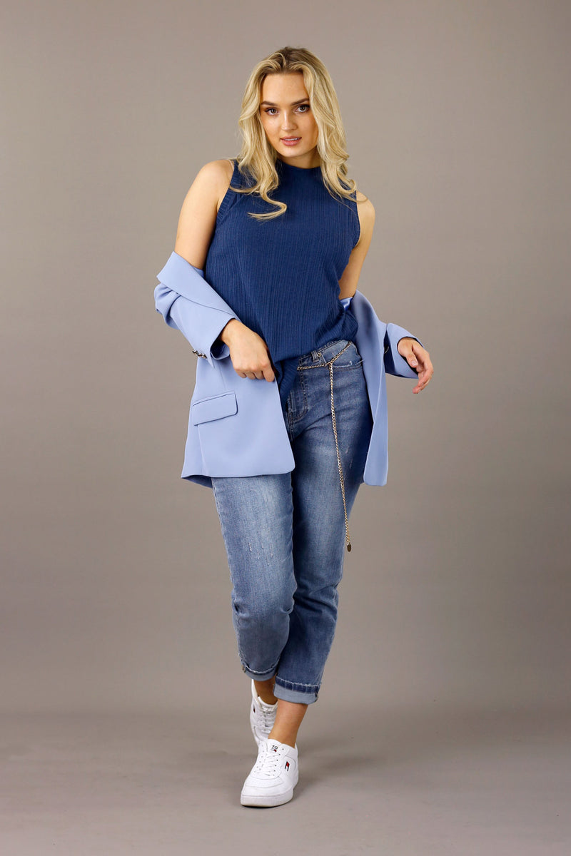 Navy Shan Rib Cami - SALE