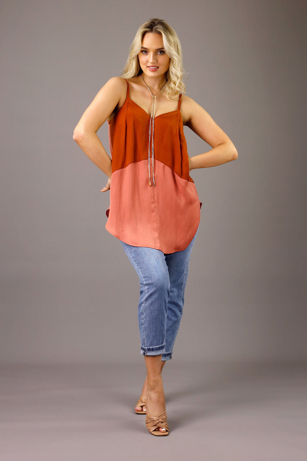 Coral Seta Splice Cami - FINAL SALE