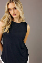 Black Shimmer Crew Cami - SALE