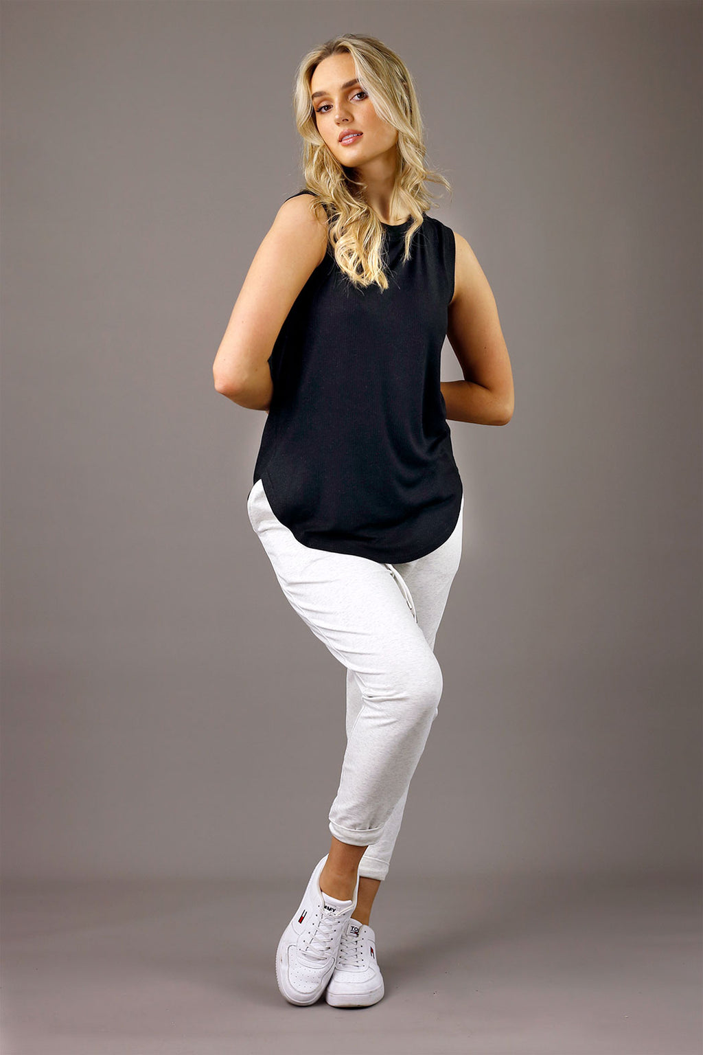 Black Shimmer Crew Cami - SALE