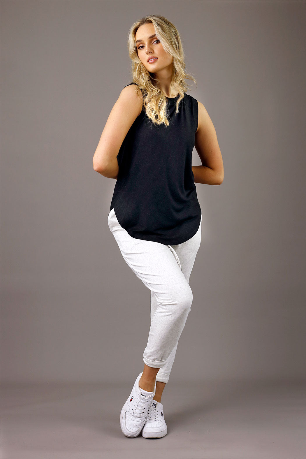 Black Shimmer Crew Cami - SALE