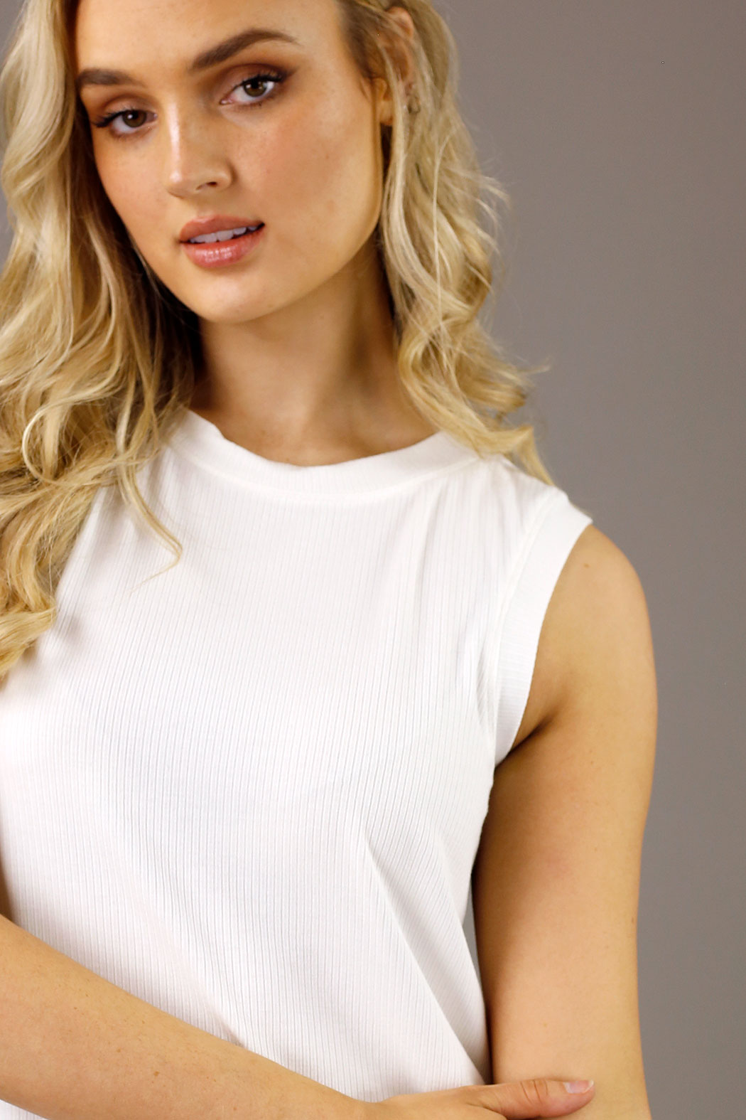 White Shimmer Crew Cami