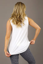 White Shimmer Crew Cami