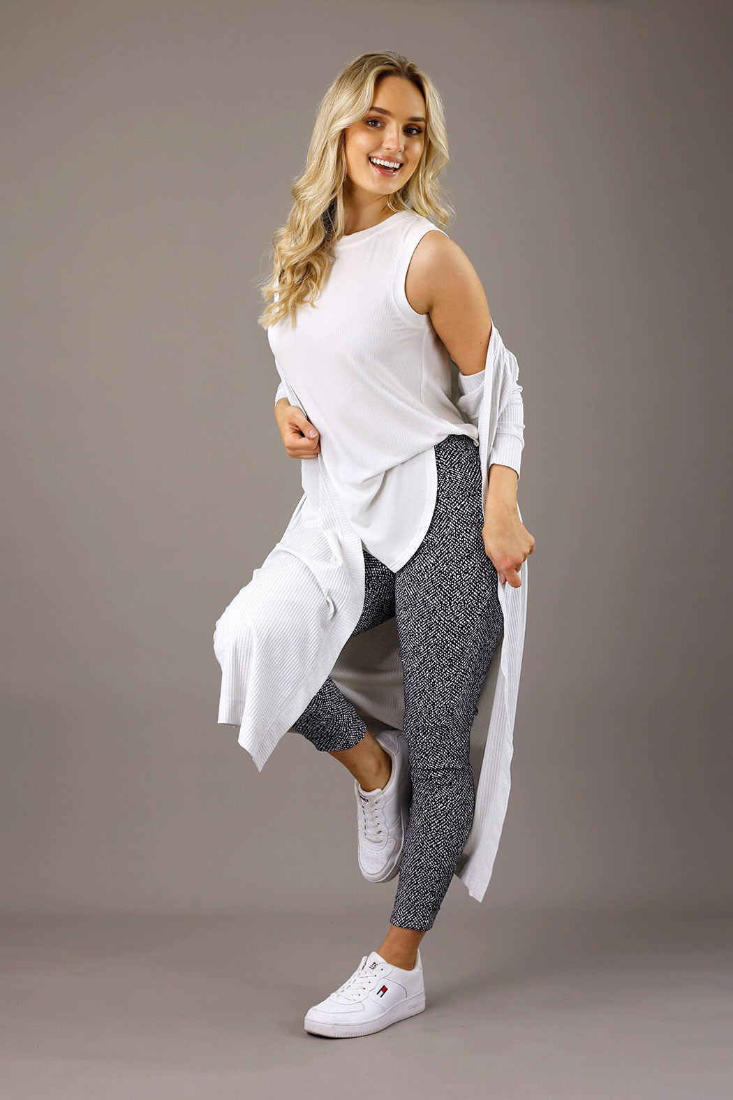 White Shimmer Crew Cami