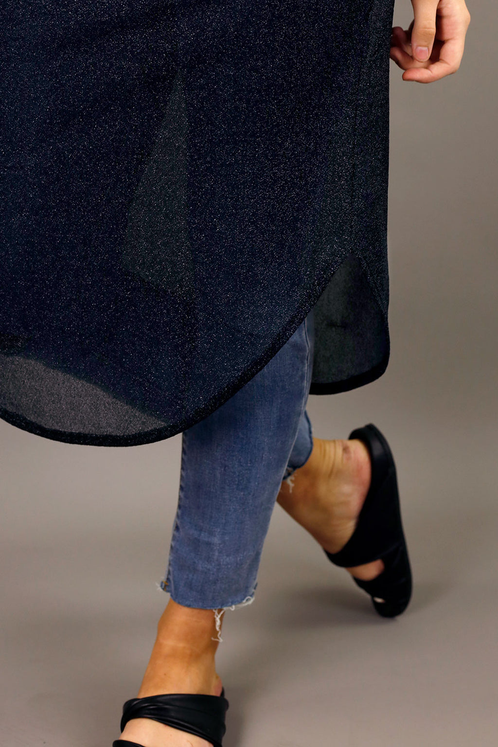 Black Shirtail Lurex Slip - FINAL SALE