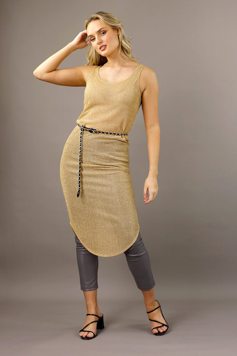 Gold Shirtail Lurex Slip - FINAL SALE