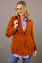 Burnt Orange Satin Stripe Shawl Blazer - SALE