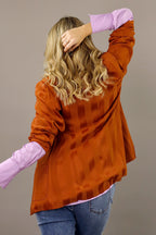 Burnt Orange Satin Stripe Shawl Blazer - SALE