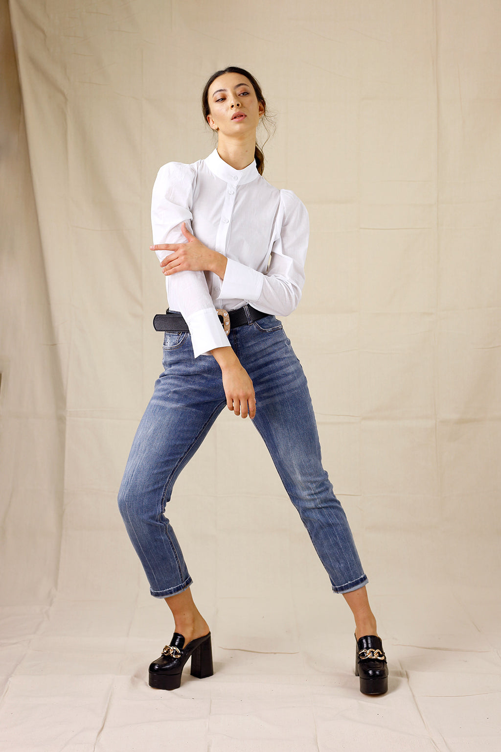 White Cotton Statement Blouse - SALE