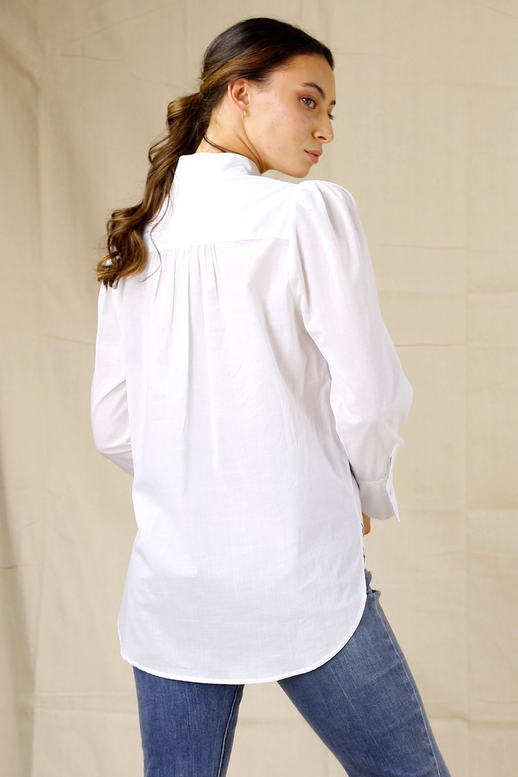 White Cotton Statement Blouse - SALE