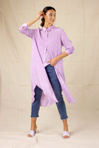 Lilac Silky Shirt Dress - SALE