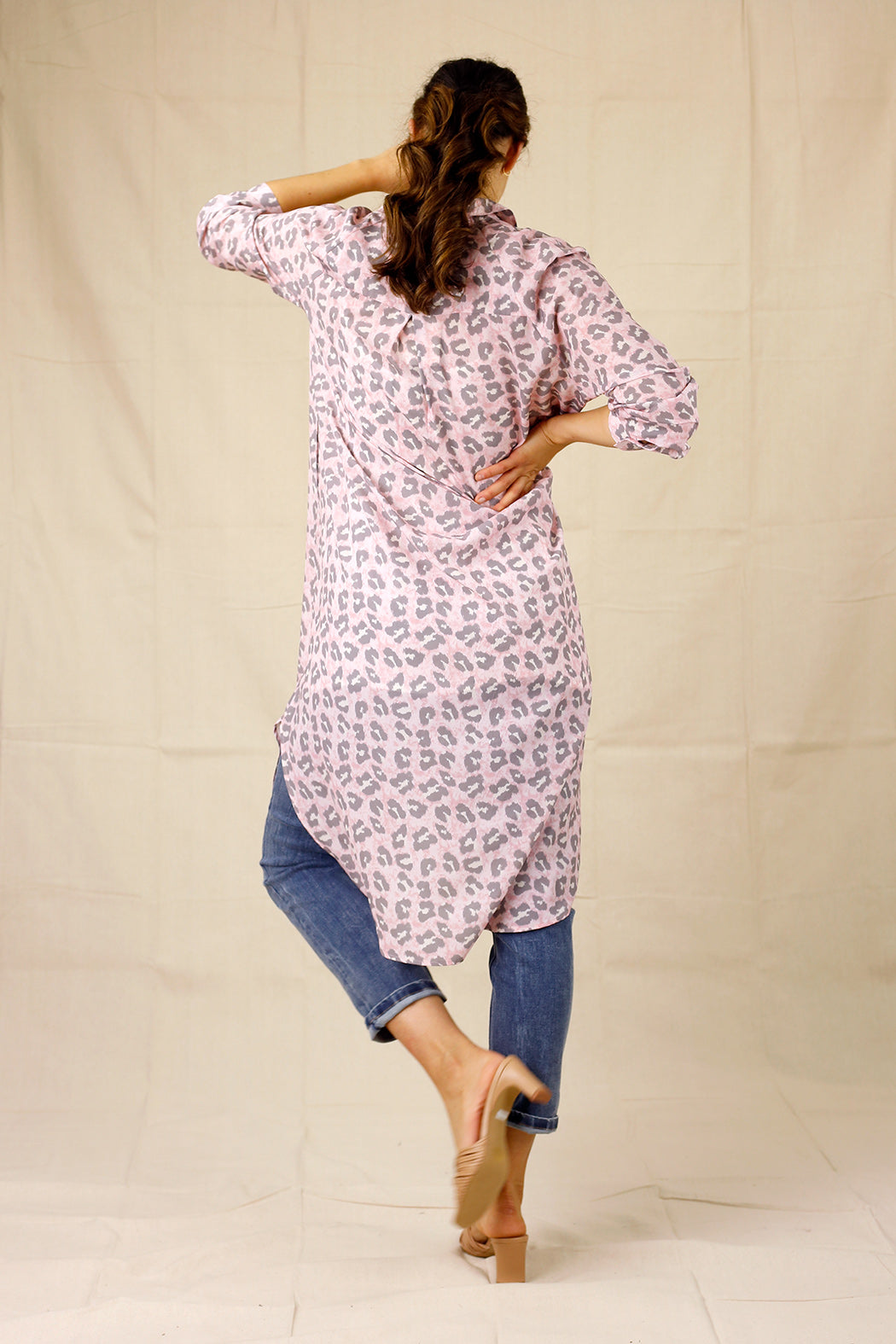 Pink Animal Silky Shirt Dress - SALE