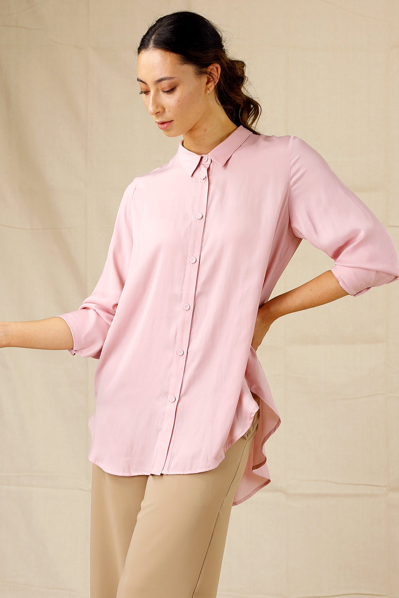 Soft Pink Seta Boyfriend Shirt - SALE