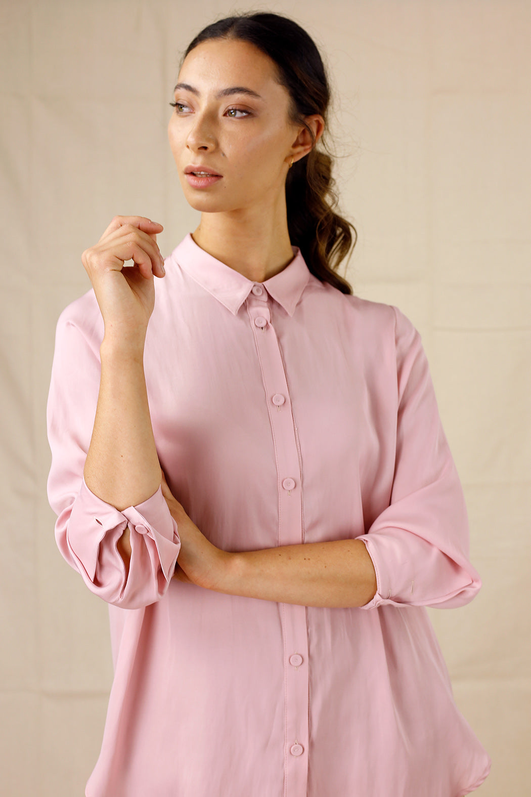 Soft Pink Seta Boyfriend Shirt - SALE