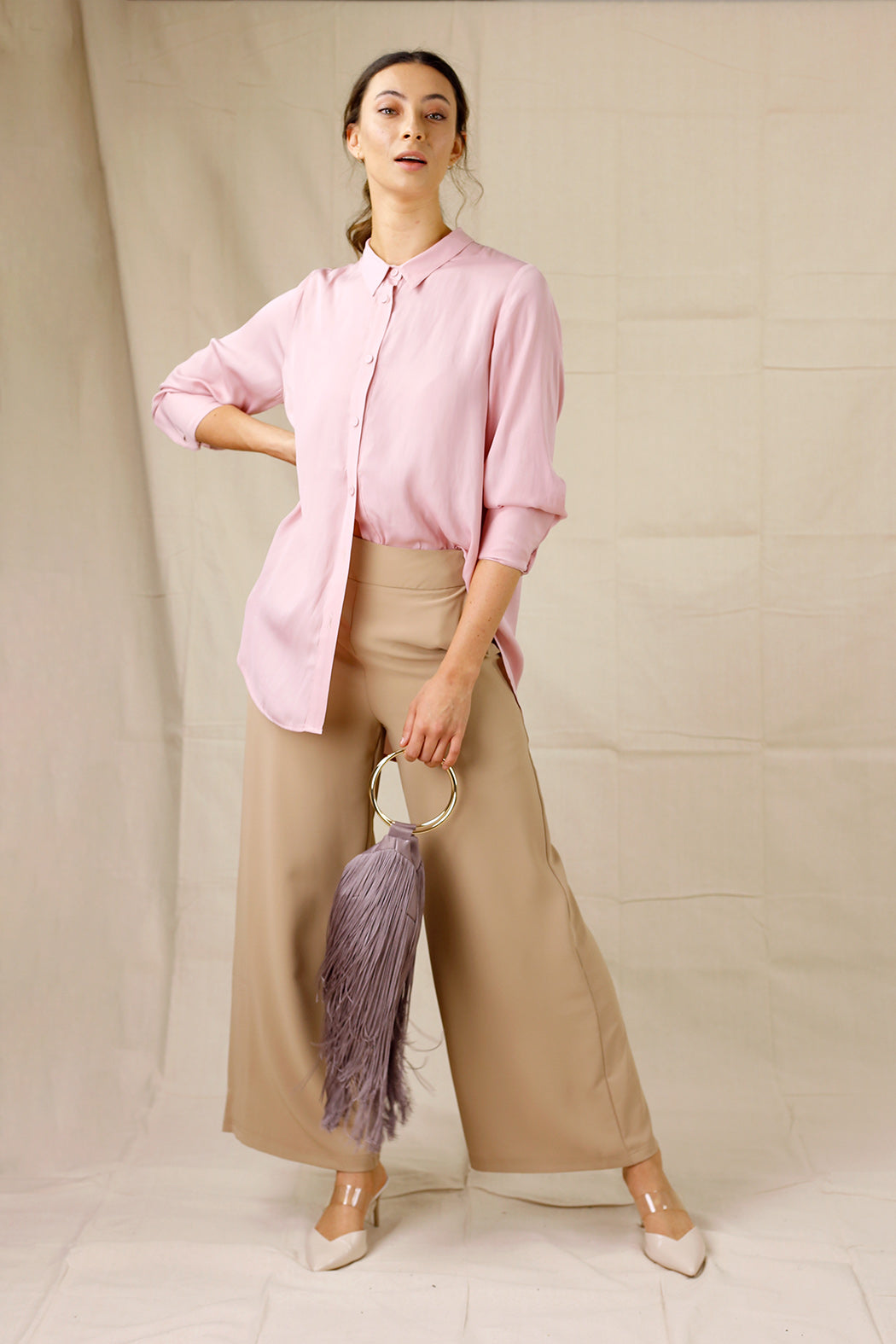 Soft Pink Seta Boyfriend Shirt - SALE