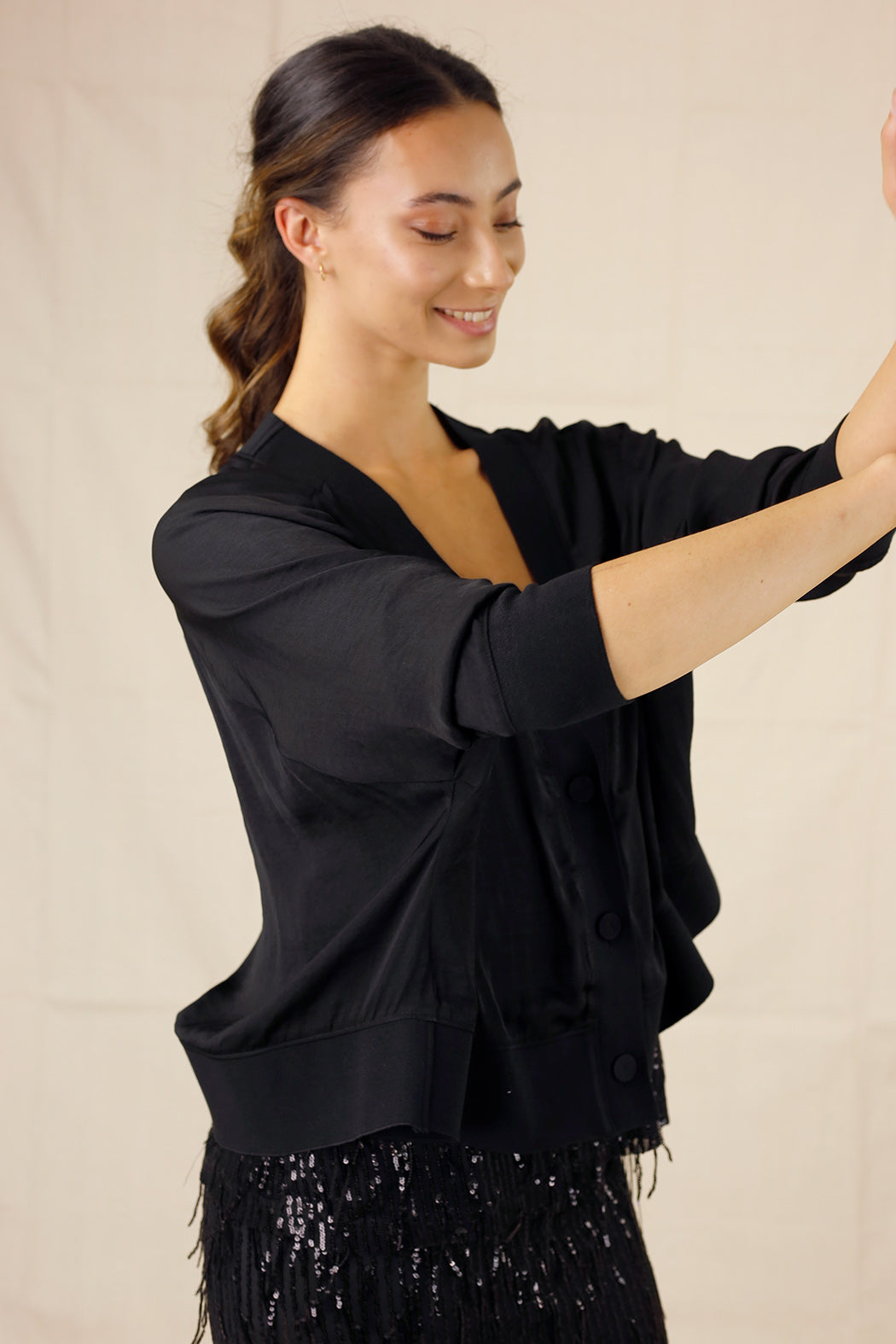 Black Silky Cardigan - SALE