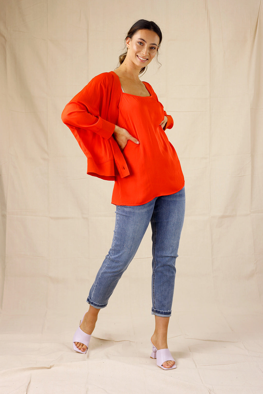Orange Silky Cardigan - SALE