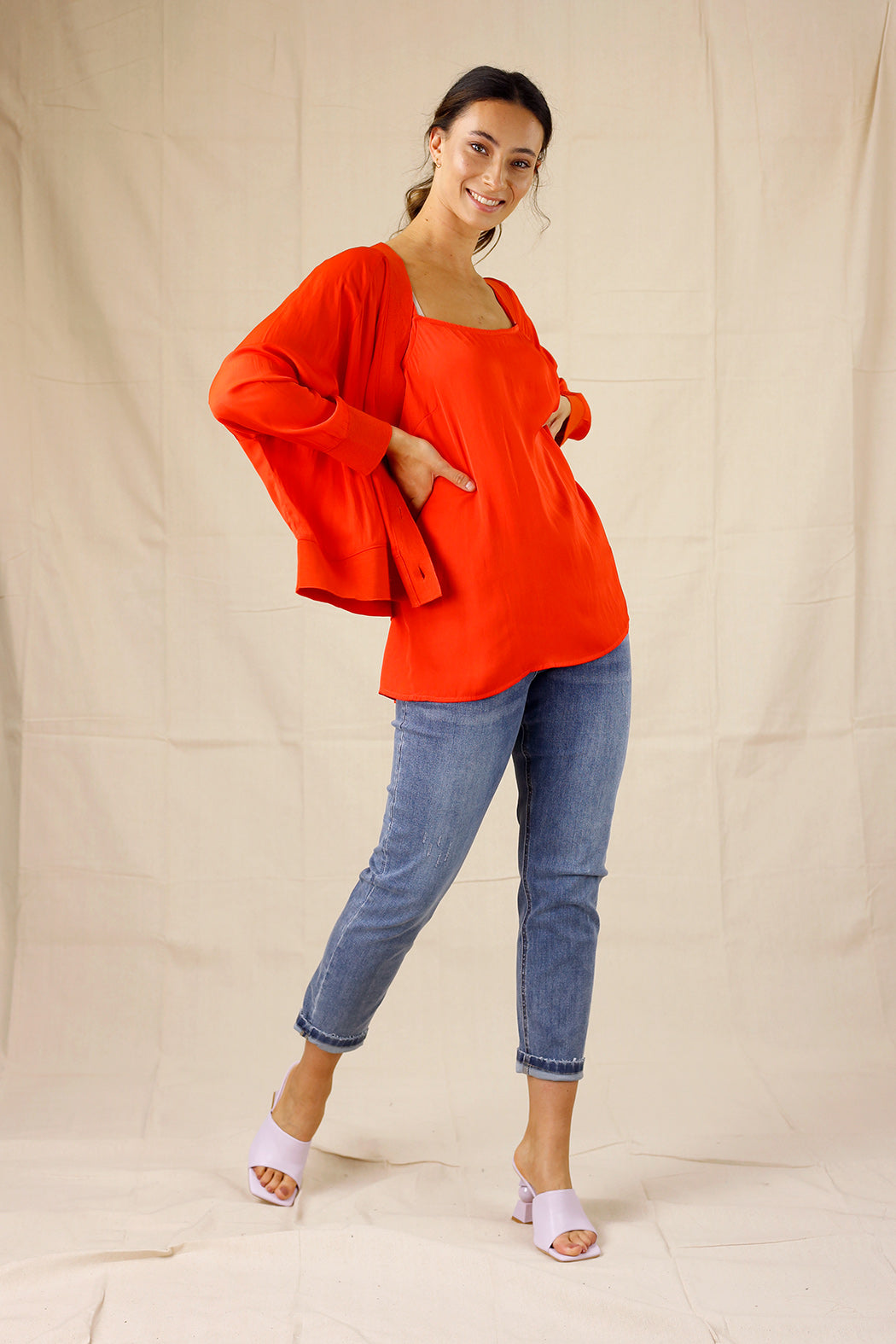 Orange Silky Cardigan - SALE