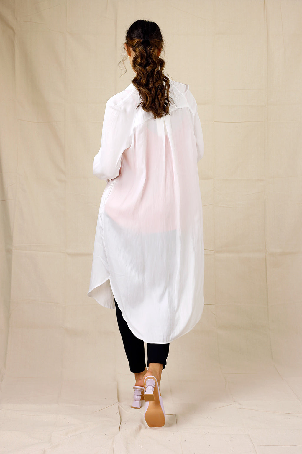 White Silky Shirt Dress - SALE