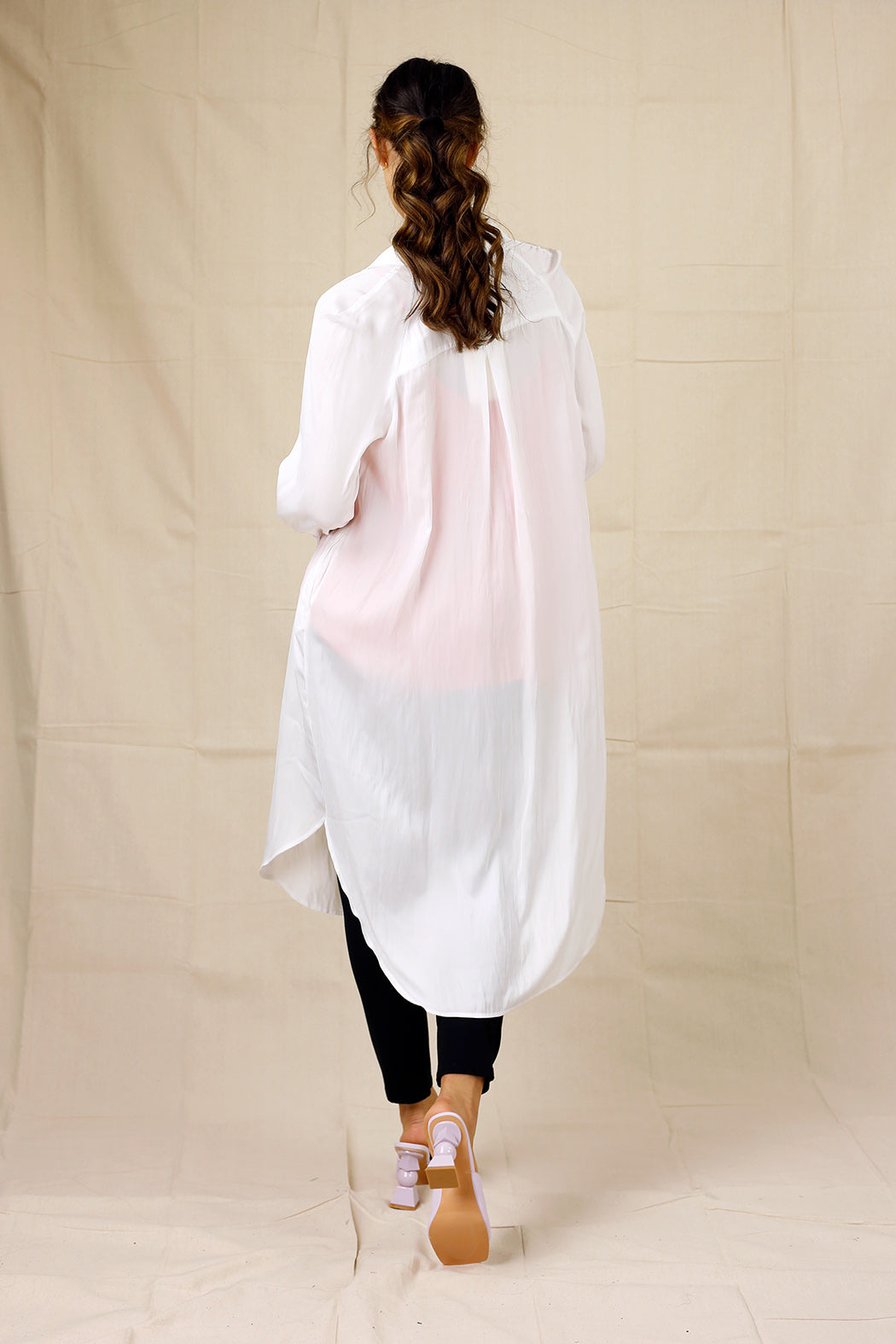 White Silky Shirt Dress - SALE