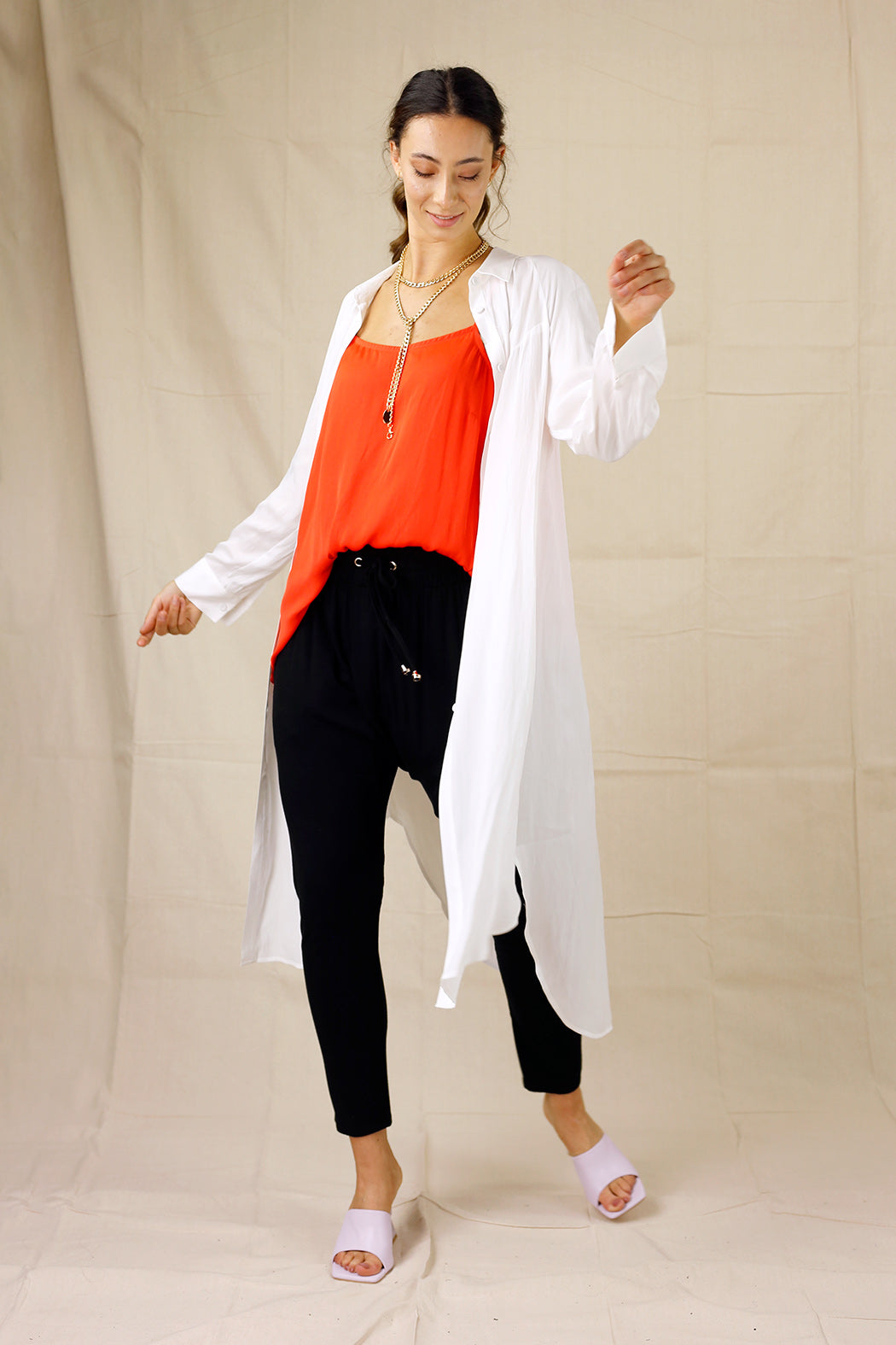 White Silky Shirt Dress - SALE