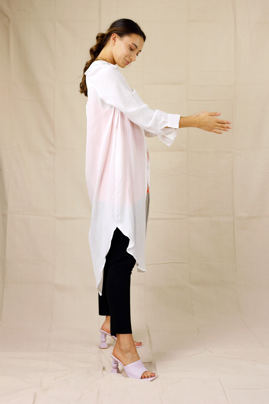 White Silky Shirt Dress - SALE