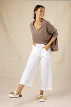 White Shan Rib Culotte -FINAL SALE