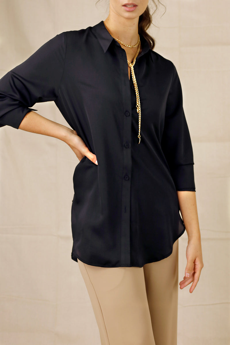 Black Seta Boyfriend Shirt - SALE
