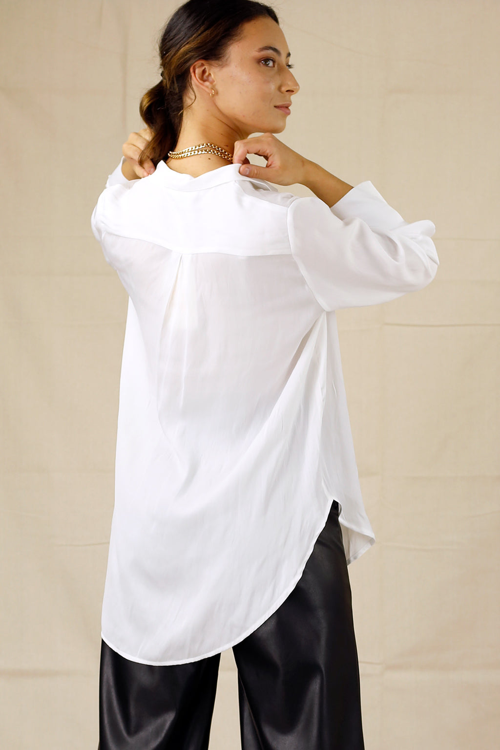 White Seta Boyfriend Shirt - SALE