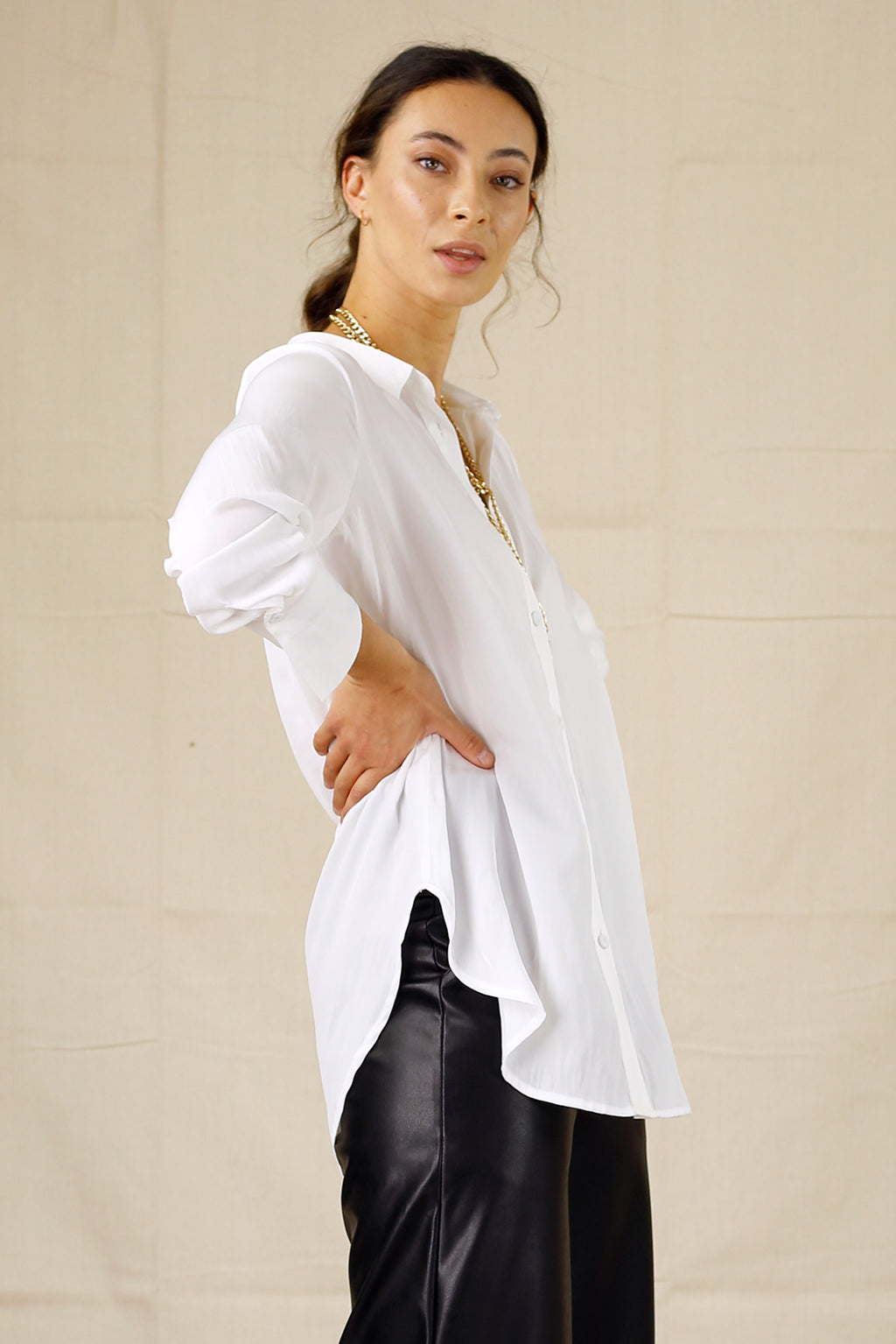 White Seta Boyfriend Shirt - SALE