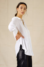White Seta Boyfriend Shirt - SALE