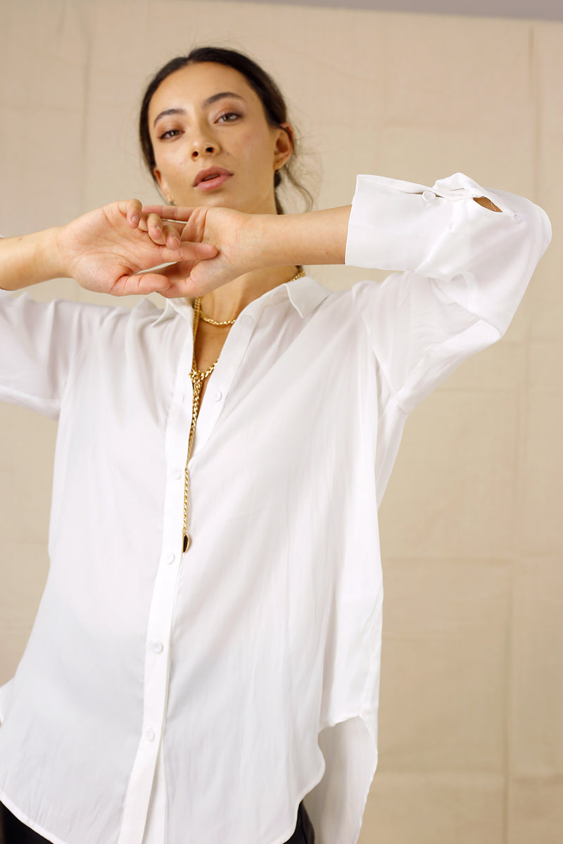 White Seta Boyfriend Shirt - SALE