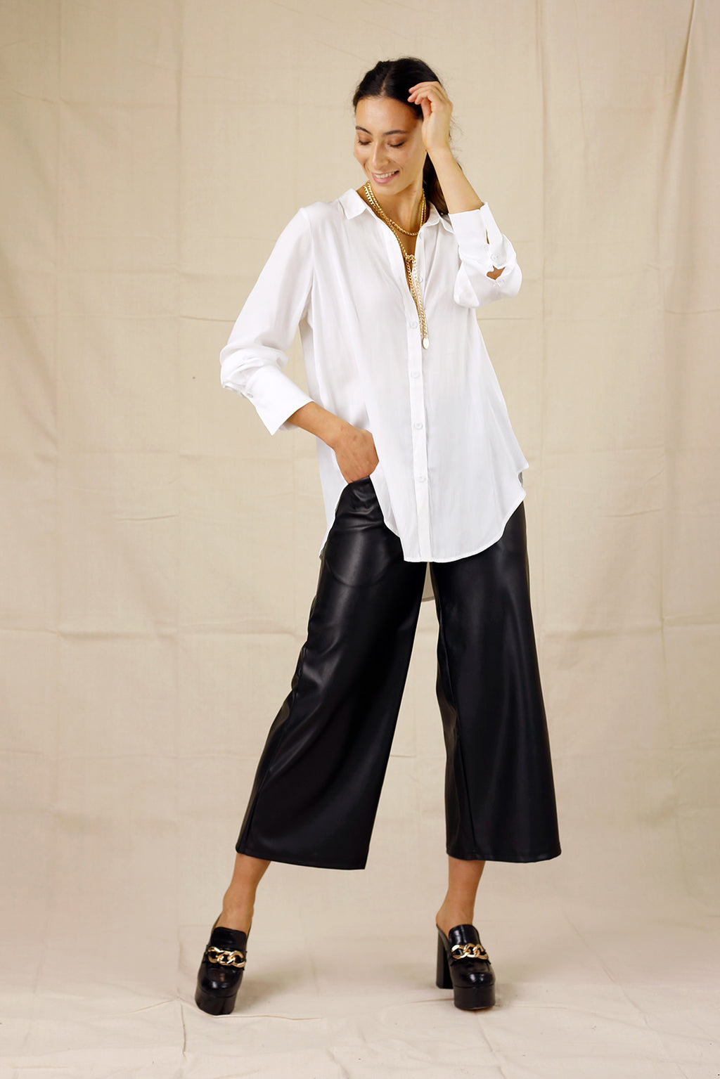 White Seta Boyfriend Shirt - SALE