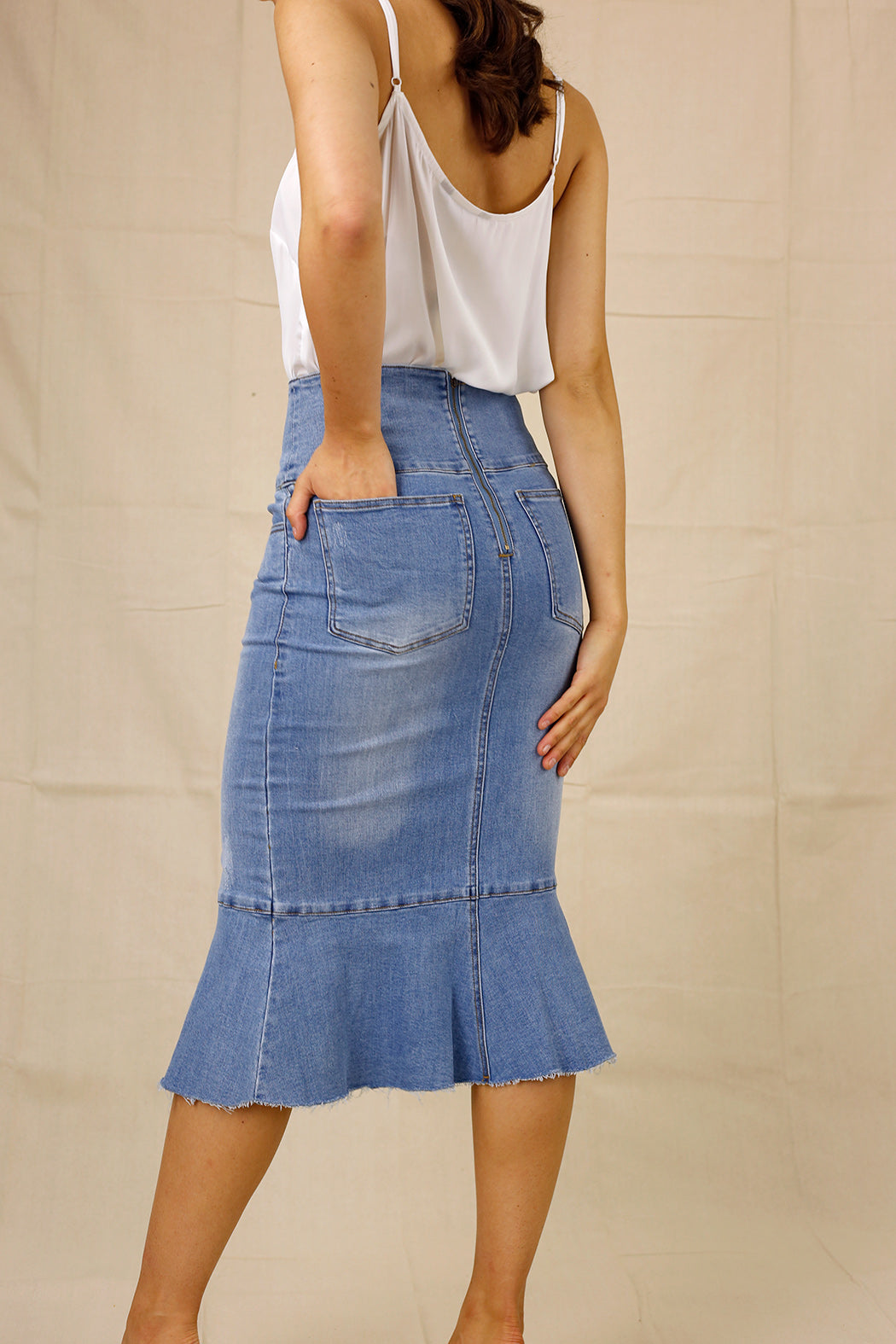 Sky Denim Flounce Skirt - SALE