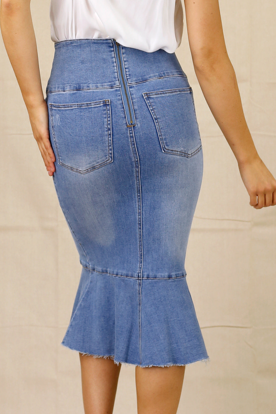 Sky Denim Flounce Skirt - SALE