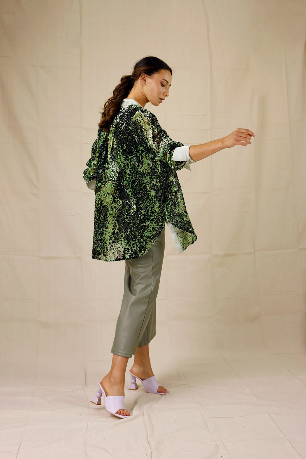 Green Luxury Boyfriend Shirt - SALE