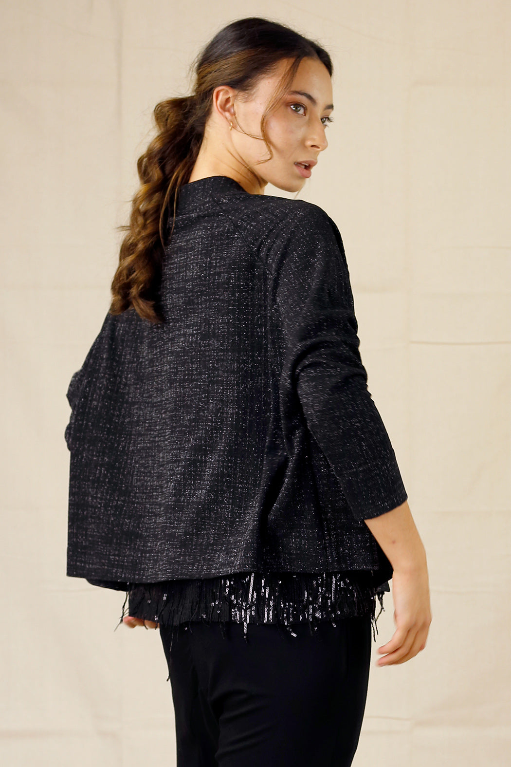 Black Twinkle Crop Cardi- SALE